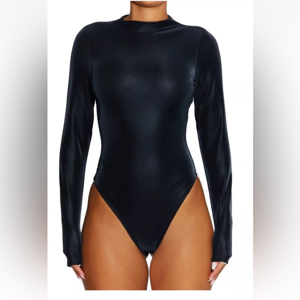 Naked Wardrobe Sleek Black Bodysuit